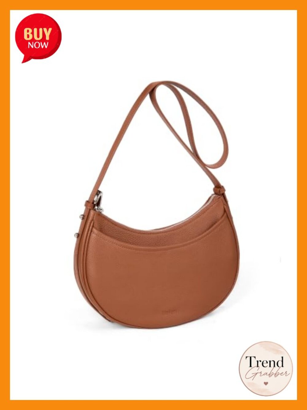 Genuine Leather Crescent Crossbody Shoulder Bag RFID Anti-Theft
